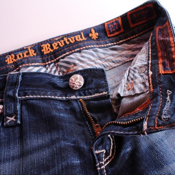 ROCK REVIVAL Kristen Straight Jeans in Dark Blue Women's Size 27 = 3/4 U.S. - Picture 3 of 9